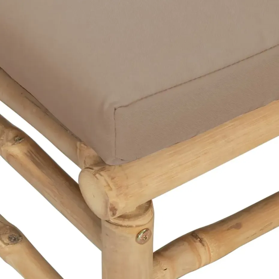 vidaXL - Tuinhoekbank - Taupe - Bamboe - Met kussens