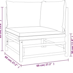 vidaXL - Tuinhoekbank - Taupe - Bamboe - Met kussens