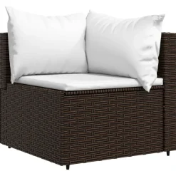 vidaXL - Tuinhoekbanken - Bruin - Poly rattan - Met kussens