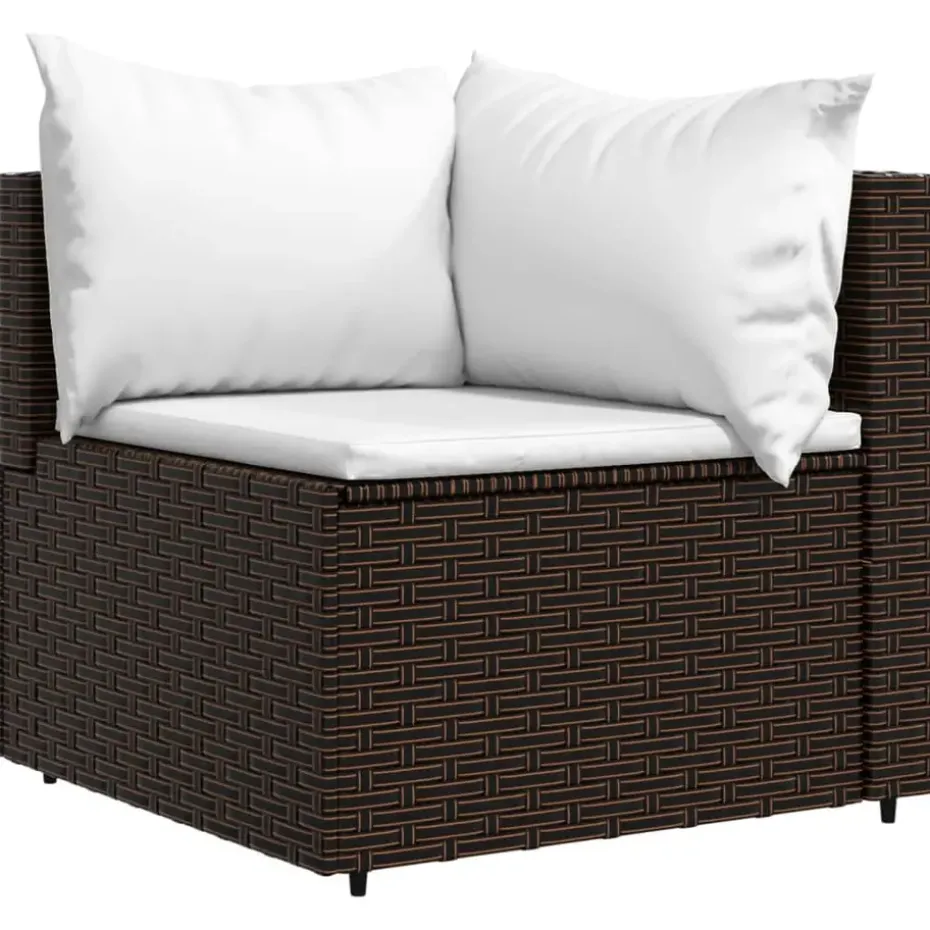 vidaXL - Tuinhoekbanken - Bruin - Poly rattan - Met kussens