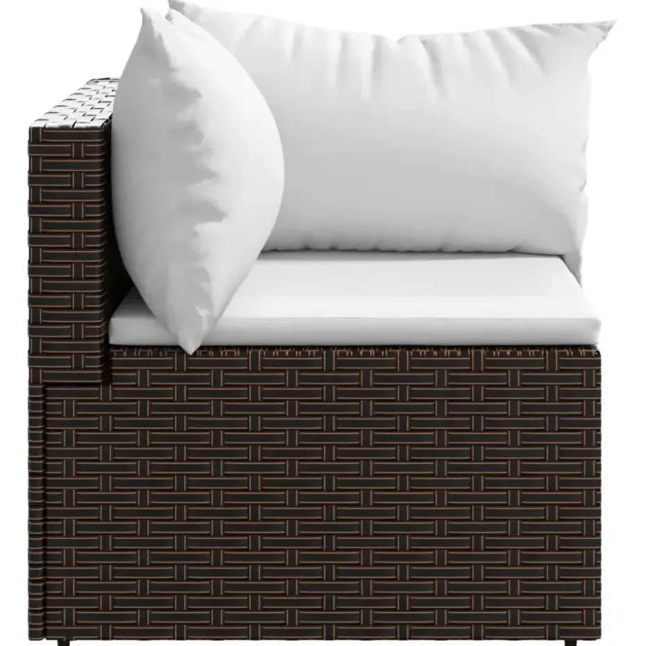 vidaXL - Tuinhoekbanken - Bruin - Poly rattan - Met kussens