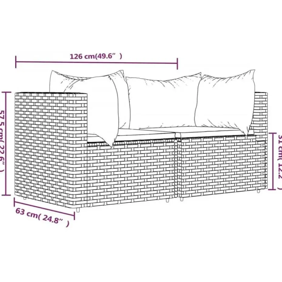 vidaXL - Tuinhoekbanken - Bruin - Poly rattan - Met kussens