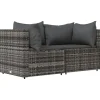 vidaXL - Tuinhoekbanken - Grijs - Poly rattan - 2 stuks - Met kussens