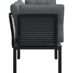 vidaXL - Tuinhoekstoelen - Zwart en grijs - Poly rattan - 2 stuks - Met kussens