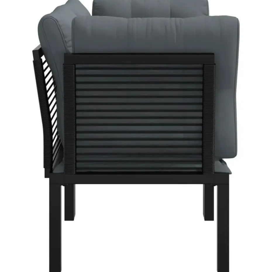 vidaXL - Tuinhoekstoelen - Zwart en grijs - Poly rattan - 2 stuks - Met kussens