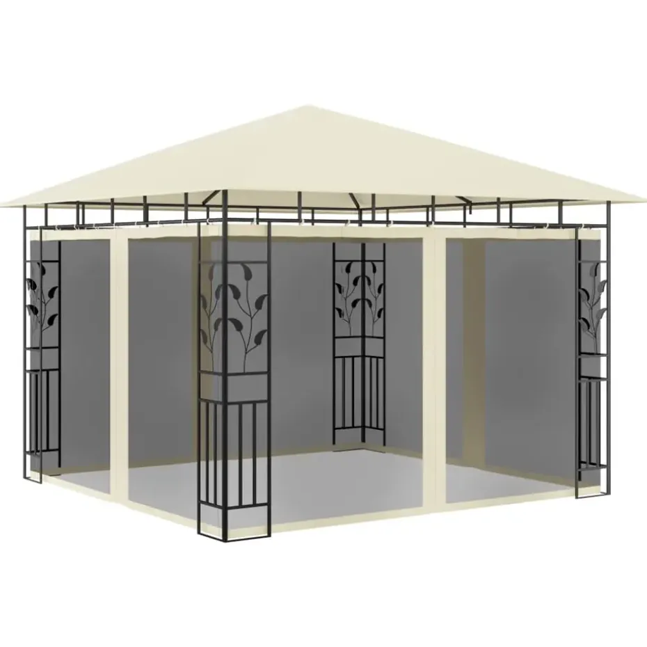 vidaXL - Tuinhuisje - Crème - Stof - 3 x 3 x 2.73 m