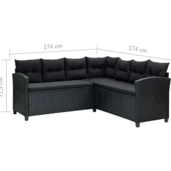vidaXL - Tuinloungeset - Zwart - Poly rattan - 6 stuks - Met kussens