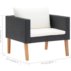 vidaXL - Tuinloungeset - Zwart - Poly rattan - 5 stuks - Met kussens
