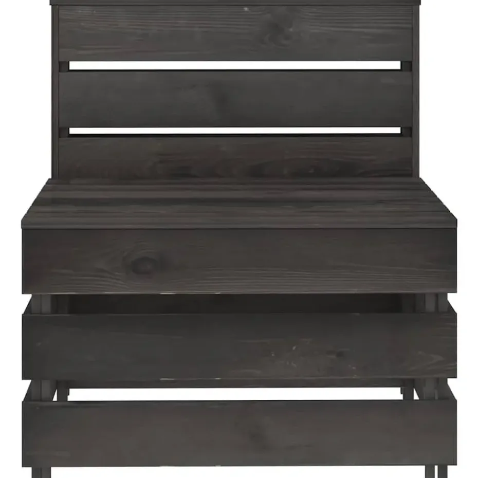 vidaXL - Tuinmiddenbank pallet - Grijs - Geïmpregneerd grenenhout - 60x70x66 cm