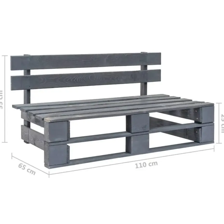 vidaXL - Tuinmiddenbank pallet - Grijs - Grenenhout