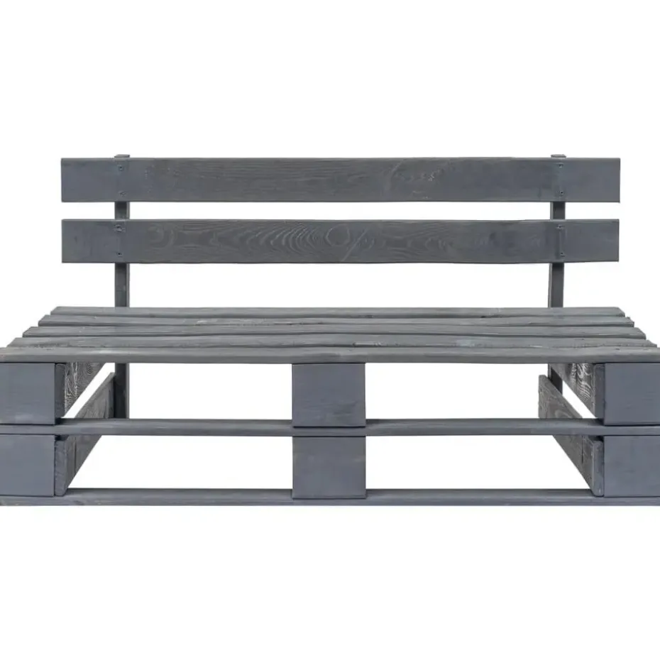 vidaXL - Tuinmiddenbank pallet - Grijs - Grenenhout