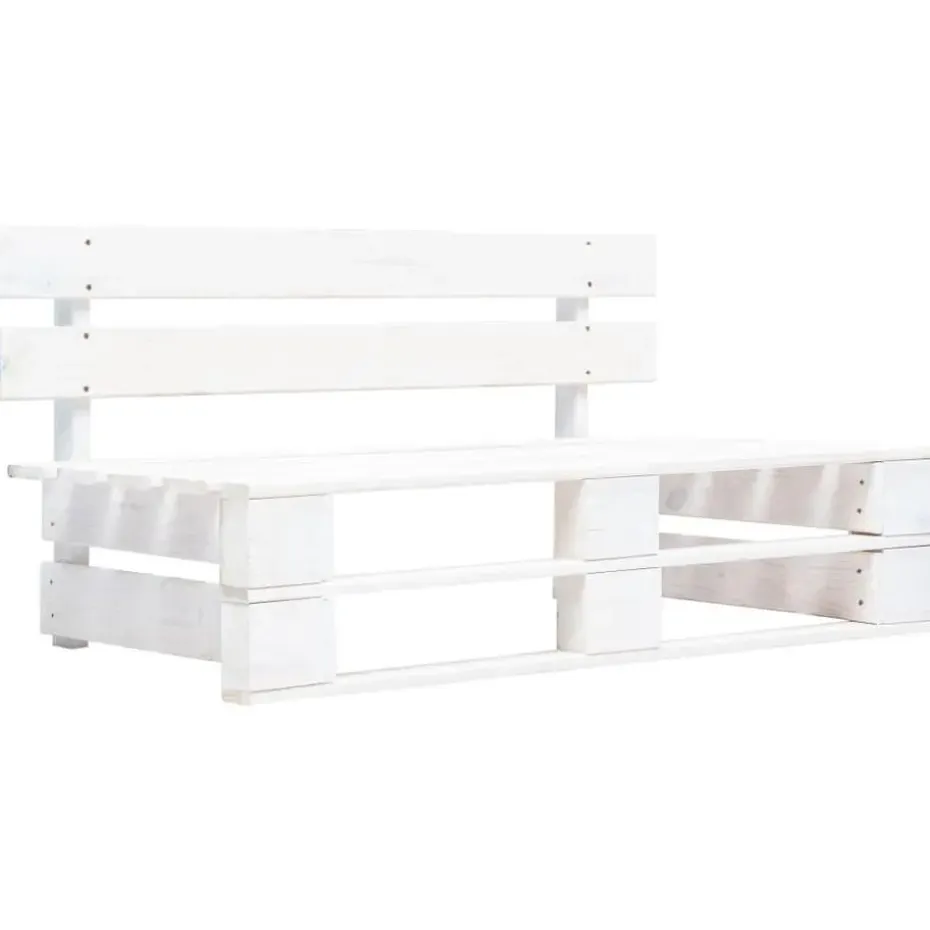 vidaXL - Tuinmiddenbank pallet - Wit - Grenenhout