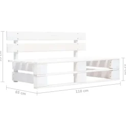 vidaXL - Tuinmiddenbank pallet - Wit - Grenenhout