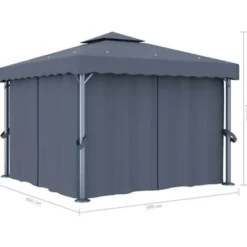 vidaXL - Tuinpaviljoen - Antraciet - Aluminium - 3 x 3 m
