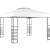vidaXL - Tuinpaviljoen - Wit - Stof