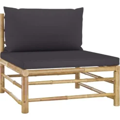 vidaXL - Tuinset - Grijs - Bamboe - 3 stuks - Met kussens