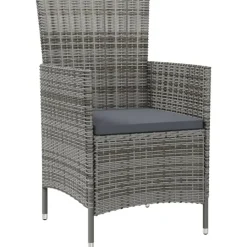 vidaXL - Tuinset - Grijs - Poly rattan - 3 stuks - Met kussens