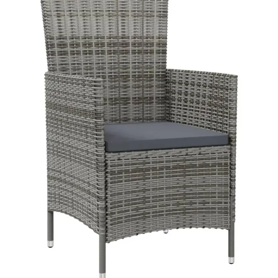vidaXL - Tuinset - Grijs - Poly rattan - 3 stuks - Met kussens