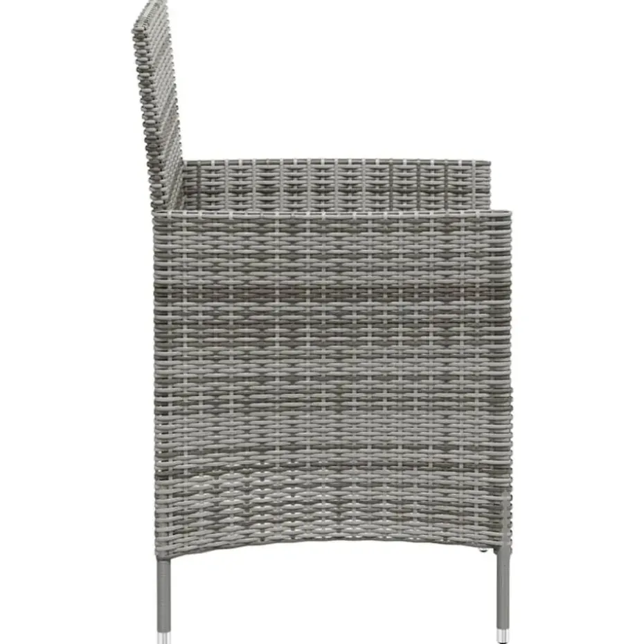 vidaXL - Tuinset - Grijs - Poly rattan - 3 stuks - Met kussens