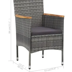 vidaXL - Tuinset - Grijs - Poly rattan