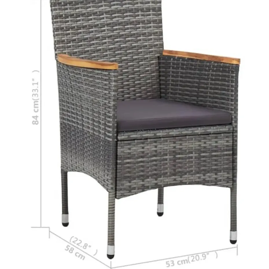 vidaXL - Tuinset - Grijs - Poly rattan