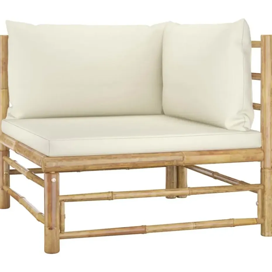 vidaXL - Tuinset - Wit - Bamboe - 2 stuks - Met kussens