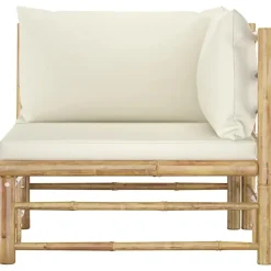 vidaXL - Tuinset - Wit - Bamboe - 2 stuks - Met kussens
