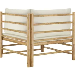 vidaXL - Tuinset - Wit - Bamboe - 2 stuks - Met kussens