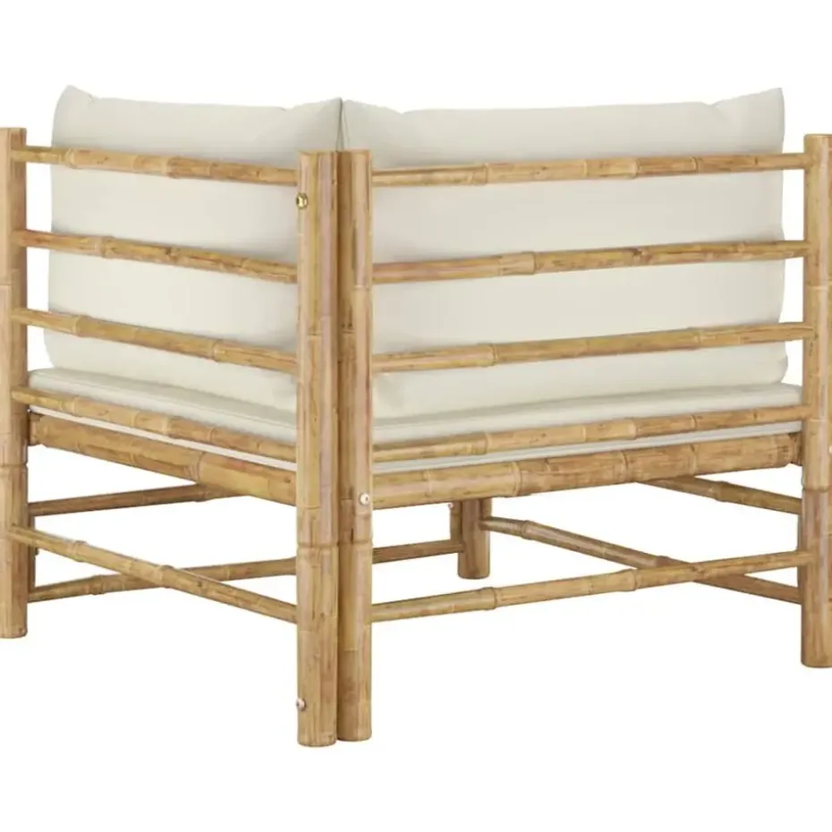 vidaXL - Tuinset - Wit - Bamboe - 2 stuks - Met kussens