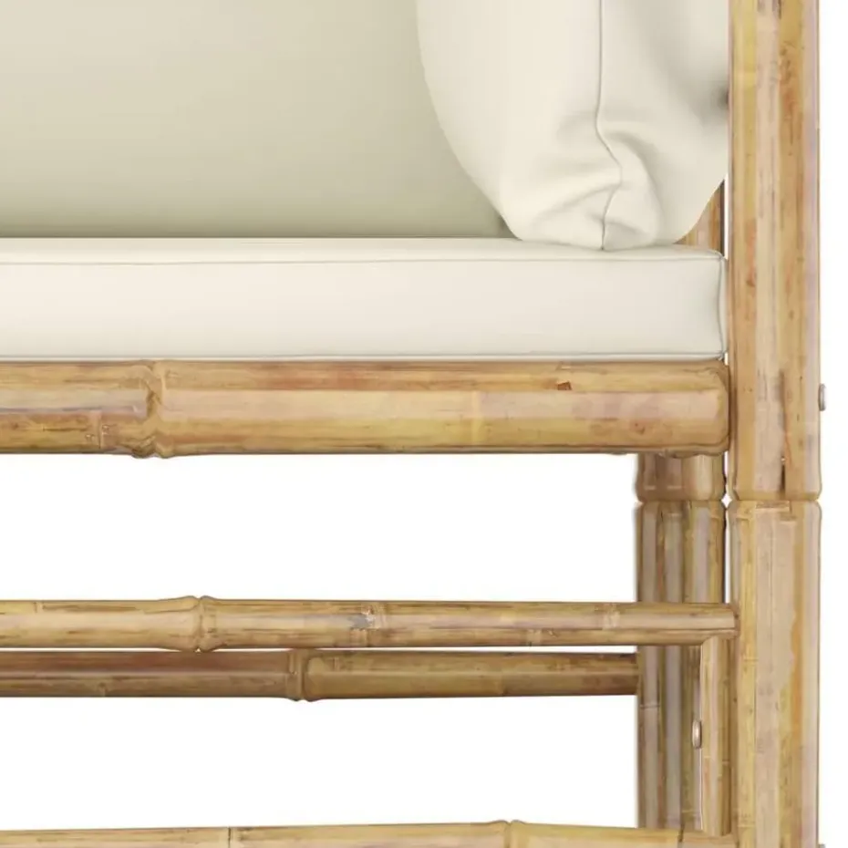 vidaXL - Tuinset - Wit - Bamboe - 2 stuks - Met kussens
