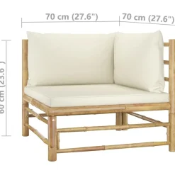 vidaXL - Tuinset - Wit - Bamboe - 4 stuks - Met kussens