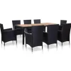 vidaXL - Tuinset - Zwart - Poly rattan - 190 cm tafellengte