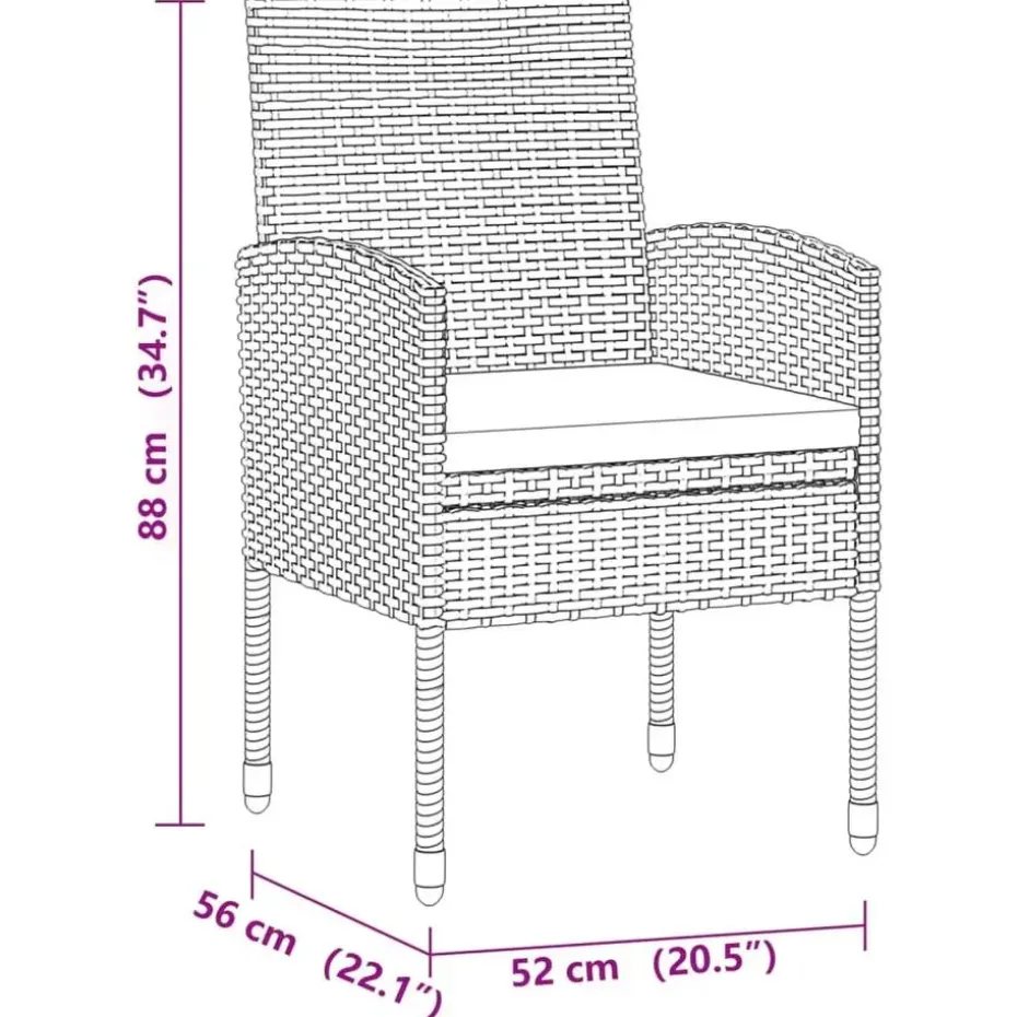 vidaXL - Tuinset - Zwart - Poly rattan