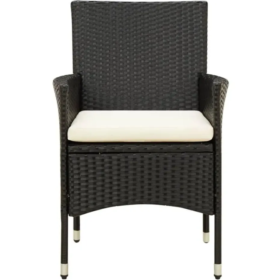 vidaXL - Tuinset - Zwart - Poly rattan - 7 stuks - Met kussens