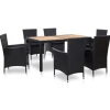 vidaXL - Tuinset - Zwart - Poly rattan - 150 cm tafellengte