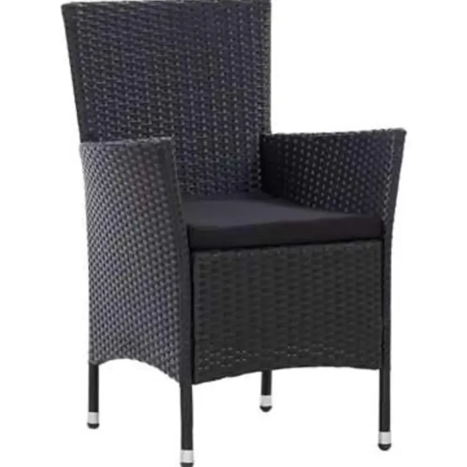 vidaXL - Tuinset - Zwart - Poly rattan - 150 cm tafellengte