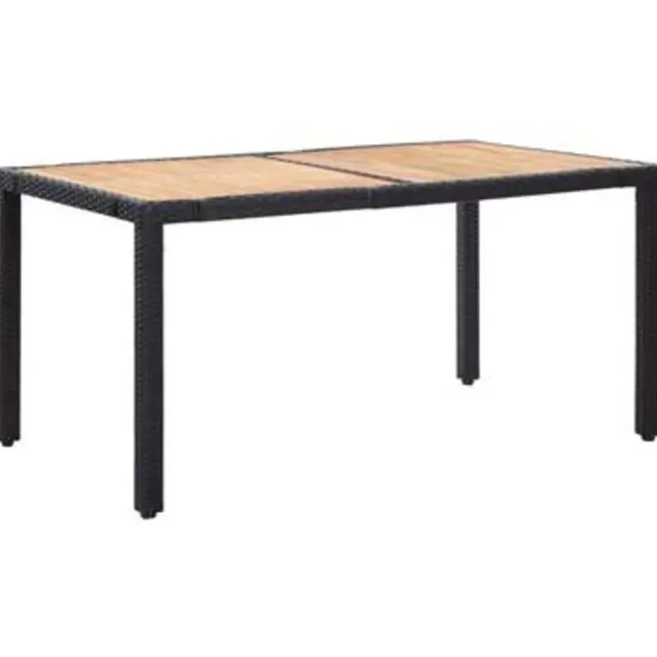 vidaXL - Tuinset - Zwart - Poly rattan - 150 cm tafellengte