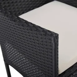 vidaXL - Tuinset - Zwart - Poly rattan en glas - 3 stuks