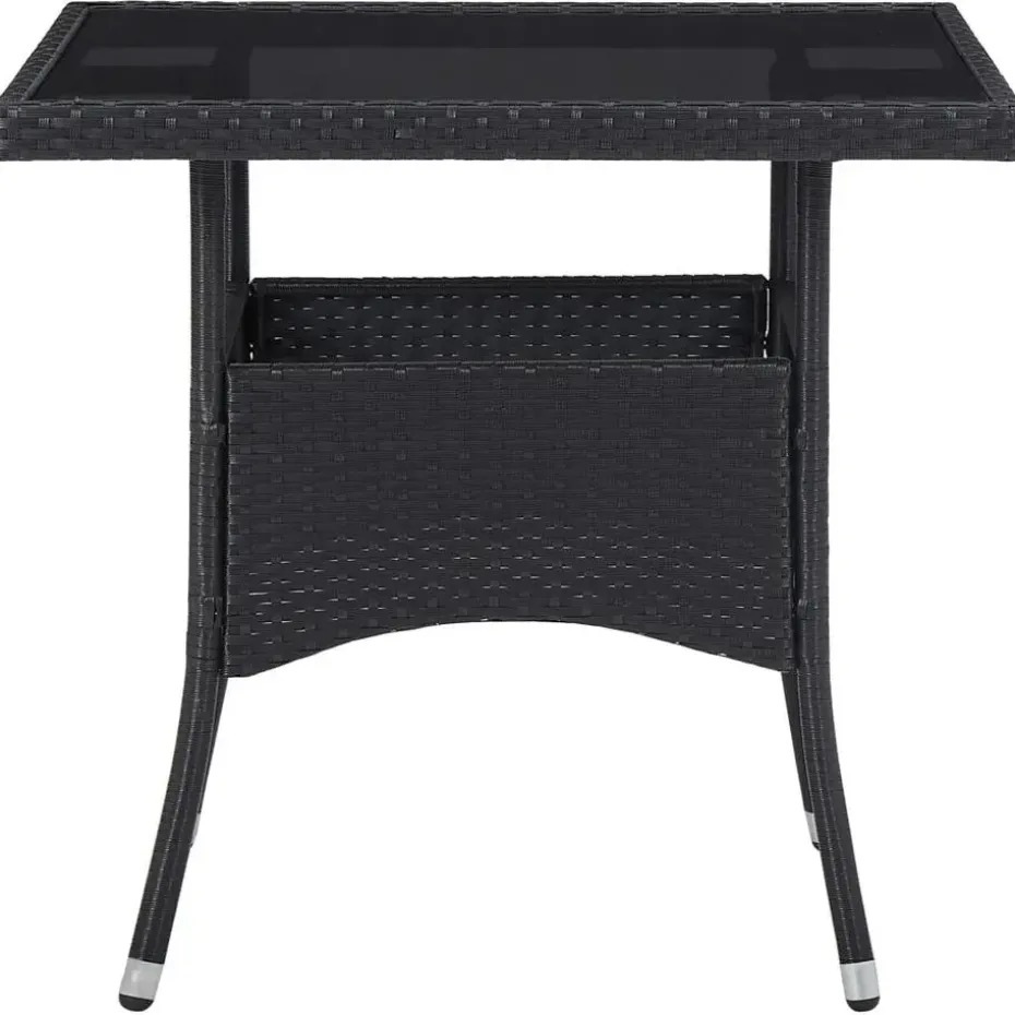 vidaXL - Tuinset - Zwart - Poly rattan en glas - 3 stuks