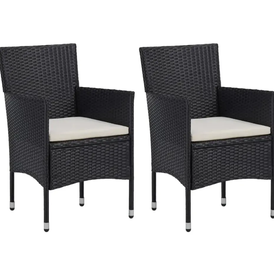 vidaXL - Tuinset - Zwart - Poly rattan en glas - 3 stuks