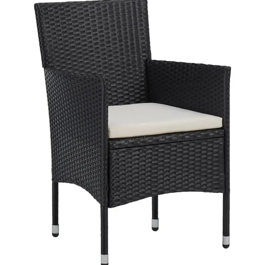 vidaXL - Tuinset - Zwart - Poly rattan en glas - 3 stuks