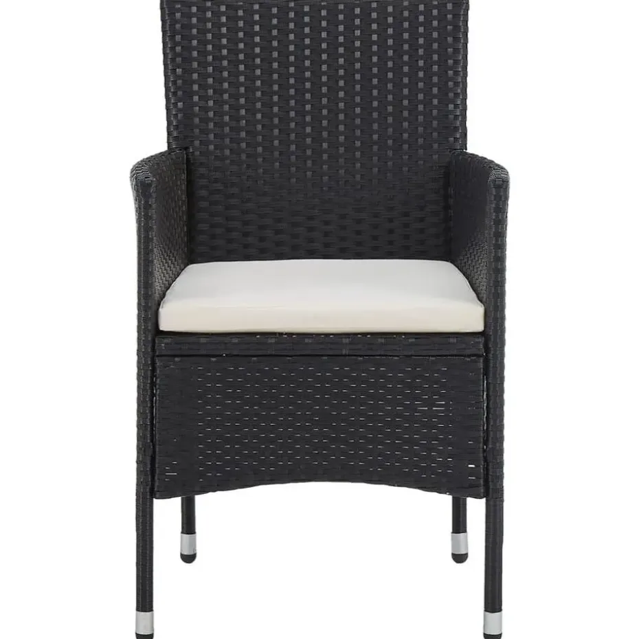 vidaXL - Tuinset - Zwart - Poly rattan en glas - 3 stuks