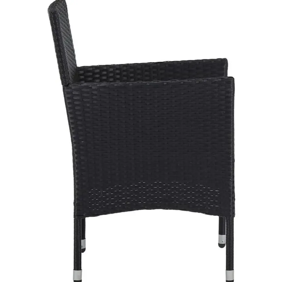 vidaXL - Tuinset - Zwart - Poly rattan en glas - 3 stuks