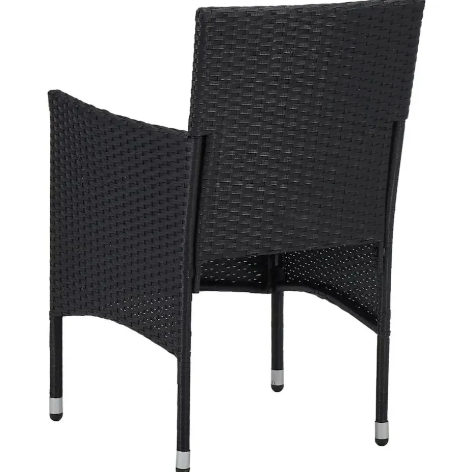 vidaXL - Tuinset - Zwart - Poly rattan en glas - 3 stuks