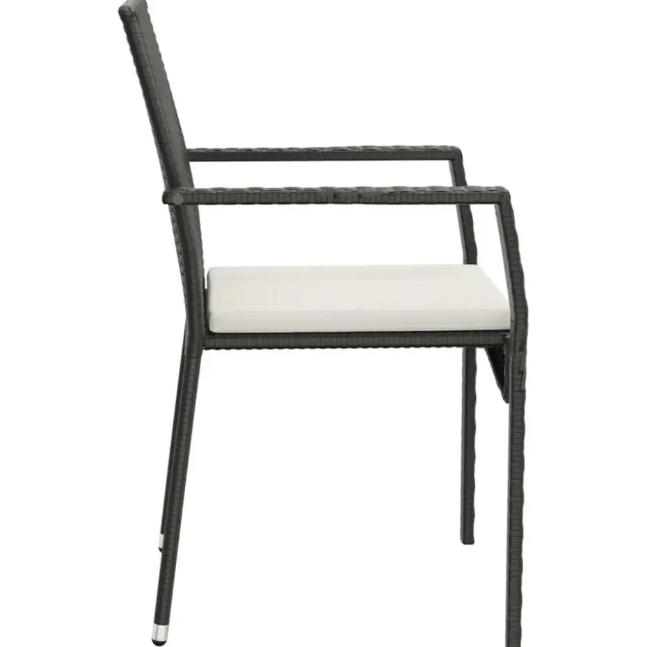 vidaXL - Tuinset - Zwart - Poly rattan - 190 cm - 7 stuks - Met kussens