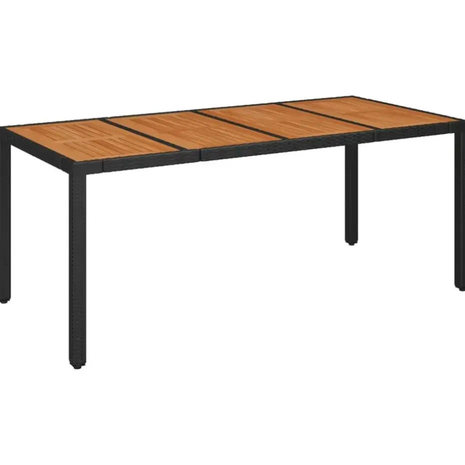 vidaXL - Tuinset - Zwart - Poly rattan - 190 cm - 7 stuks - Met kussens