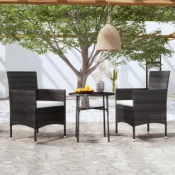 vidaXL - Tuinset - Zwart - Poly rattan - 3 stuks