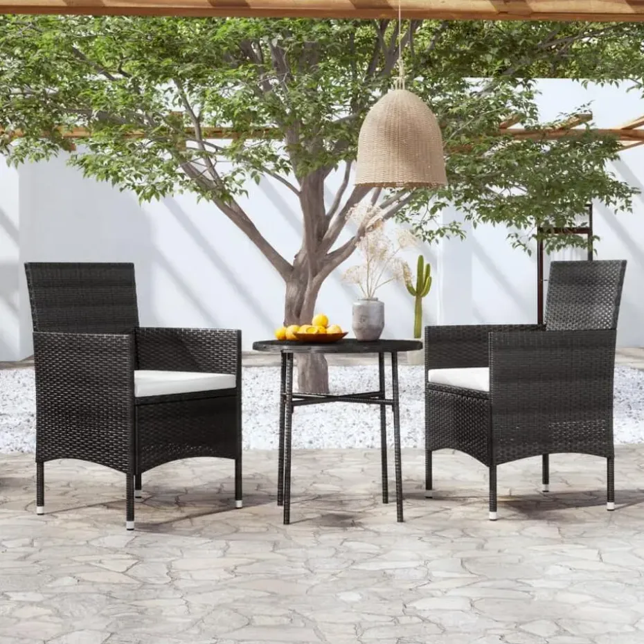 vidaXL - Tuinset - Zwart - Poly rattan - 3 stuks