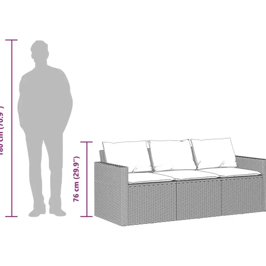 vidaXL - Tuinset - Zwart - Poly rattan