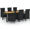 vidaXL - Tuinset - Zwart - Poly rattan - 190 cm tafellengte